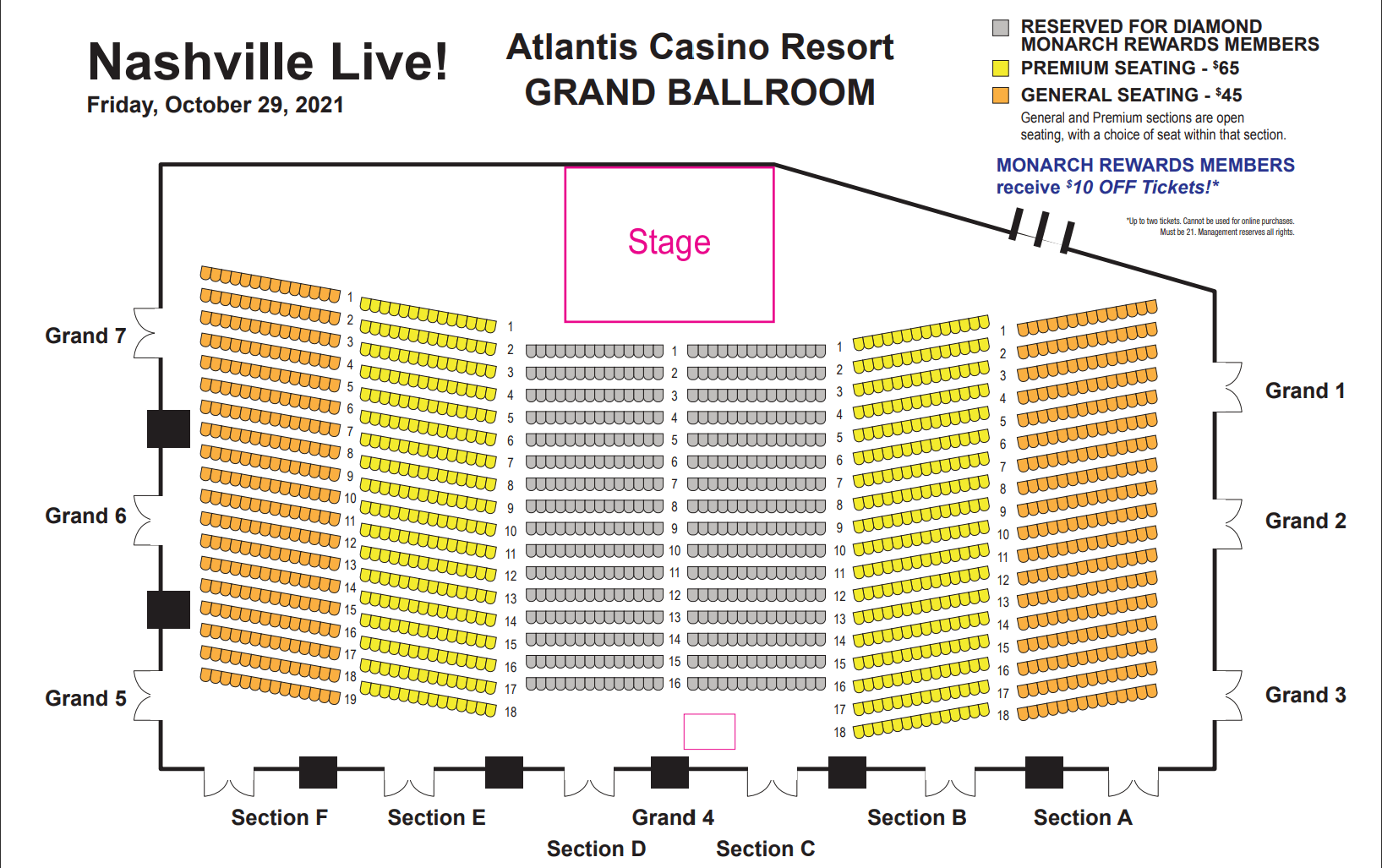 Seating Chart for Nashville Live!