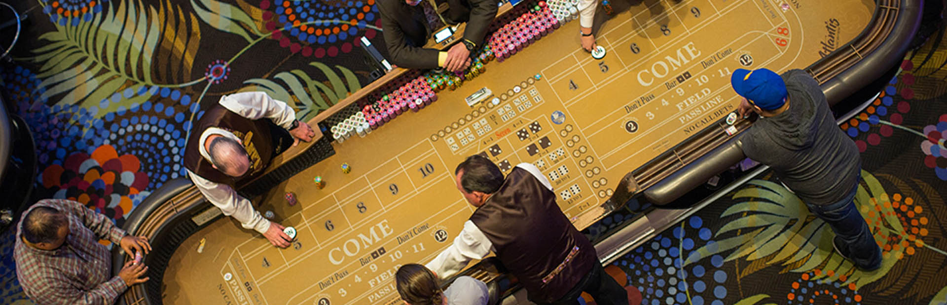 overhead view of craps table at Atlantis