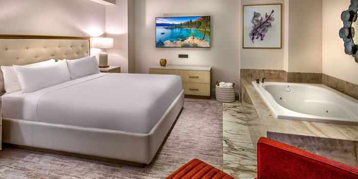 The Spa Suite with an in-room jetted tub at Atlantis Casino in Reno, Nevada.